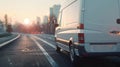 The white van on road.AI generated image Royalty Free Stock Photo