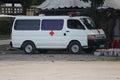 White van to help ambulance in Thailand hospital emergency assistance.