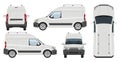 White van vector template. Vehicle branding mockup side, front, back, top view Royalty Free Stock Photo