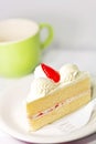 White vanilla cake with strawberry