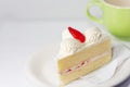 White vanilla cake with strawberry