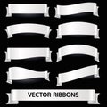 White various curved empty ribbon banners eps10