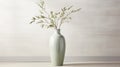 Graceful Asian-inspired Green Vase With Twisted Branches And Subtle Color Gradations