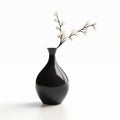 Oriental Minimalism: Black Vase With White Flowers