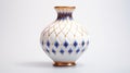 Vintage Style 3d Vase With Gold Trim - Intricate Geometric Design