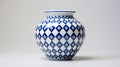 Blue Diamond Pattern Vase In Fujifilm Provia Style