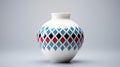 Colorful Ceramic Vase With Geometric Pattern - Octane Render Style