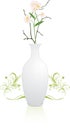 White vase with bouquet of flowers