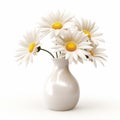 Photorealistic Daisy In Modern Mat Ceramic Vase