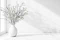 White Vase with Dried Flower Branches in a Minimalist Setting Royalty Free Stock Photo