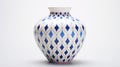 Geometric Design Vase With Symmetrical Grid And Arabesque Patterns