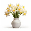 Photorealistic Narcissus In Modern Ceramic Vase - Stock Photo Quality