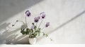 Minimalist Purple Pansies In White Vase: Photorealistic Floral Art