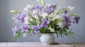 Elegant Iris Arrangement With Blooming Lilies For A Serene Living Space