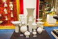 White vases on display Meissen porcelain museum Germany
