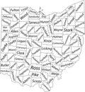 White counties map of Ohio, USA