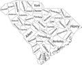 White counties map of South Carolina, USA