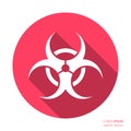 White vector biohazard icon long shadow design Royalty Free Stock Photo