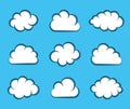 White vector cartoon clouds on blue background Royalty Free Stock Photo