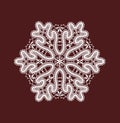 White Vector Lace Snowflake. New Year Clip Art. Red Background. Royalty Free Stock Photo