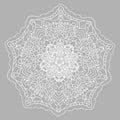 White vector mandala on grey background. Line pattern with floral ornament Royalty Free Stock Photo