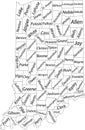 White counties map of Indiana, USA Royalty Free Stock Photo