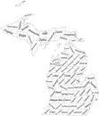 White counties map of Michigan, USA