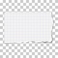 White vector oblong checkered paper tear with soft shadow isolated on transparent background Royalty Free Stock Photo