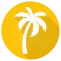 White vector palm tree round flat icon