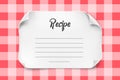 White vector paper sheet with curved corners for Recipe Template. Paper note Recipe. Royalty Free Stock Photo