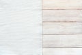 White velvet material and grunge wood board texture background. Royalty Free Stock Photo