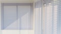 White Venetian blinds with sunlight and shadow