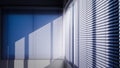 White Venetian blinds with sunlight and shadow