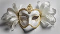 White Venetian carnival mask, masquerade trappings, party outfit, festive costume