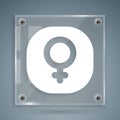 White Venus symbol icon isolated on grey background. Astrology, numerology, horoscope, astronomy. Square glass panels