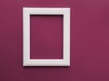 White vertical art frame on purple background as flatlay design, artwork print or photo album