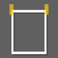 white vertical photo frame with yellow tape, transparent background. Vector illustration Royalty Free Stock Photo