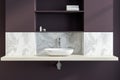 White vessel sink, marble and brown bathroom Royalty Free Stock Photo