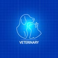 White veterinary logo design with cat and dog