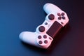 White video game controller, joystick for game console isolated on black background Royalty Free Stock Photo