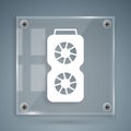 White Video graphic card icon isolated on grey background. Square glass panels. Vector Royalty Free Stock Photo