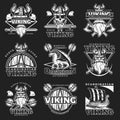 White Viking Emblem Set Royalty Free Stock Photo