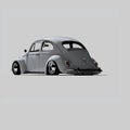 White Vintage Custom Volkswagen Beetle Bug, Kafer Car Isolated on Neutral Background. Royalty Free Stock Photo