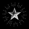 White vintage engraving Christmas star shining on black background Royalty Free Stock Photo