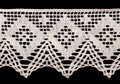 white vintage macrame lace isolated on black