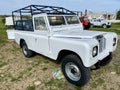 White Vintage 1971 Opentop Landrover, Cyprus 2022. Royalty Free Stock Photo