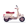 White vintage scooter vector illustration isolated white background. Cream classic moped red seat Royalty Free Stock Photo