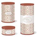 White Vintage Tincan set. Stylish retro pack container collection