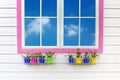 White  vintage window to see the blue sky Royalty Free Stock Photo