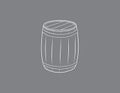 A white vintage wooden barrel to store valuable things on black background vector illustration